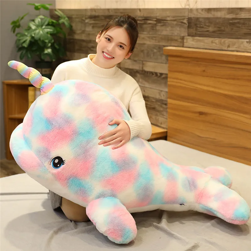 Huggable красочные наземные плюшевые игрушки мягкие куклы-животные радуга Кит рыба