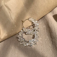 trendy irregular crystal circle hoop earrings for woman korean fashion statement summer shiny earrings female wedding gifts