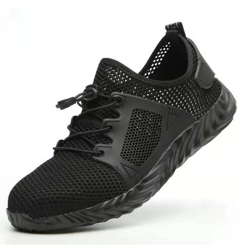 Style 2 Black Легкая Мужская Рабочая обувь; Всесезонная нескользящая обувь; Мужская стальная безопасная обувь; Модные дышащие женские кроссовки - Цвет: Style 2 Black