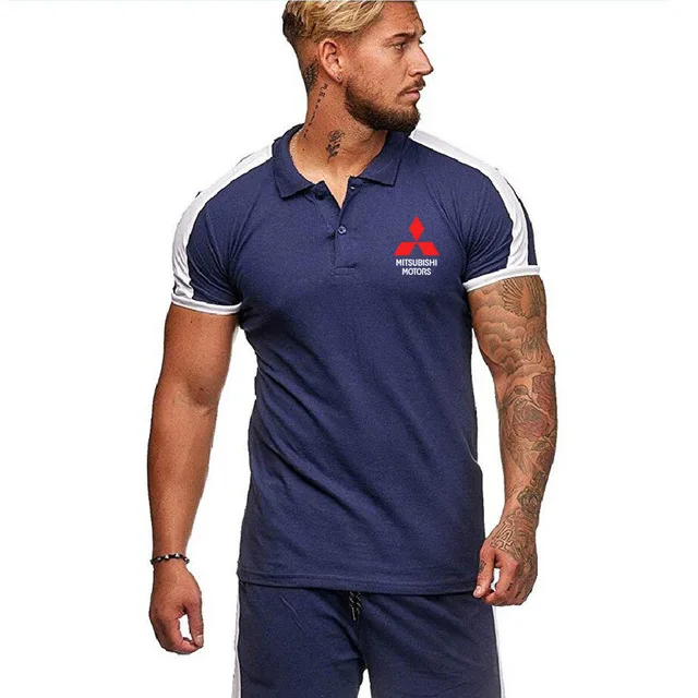 Мужская футболка поло с коротким рукавом для Mitsubishi логотипом автомобиля летняя