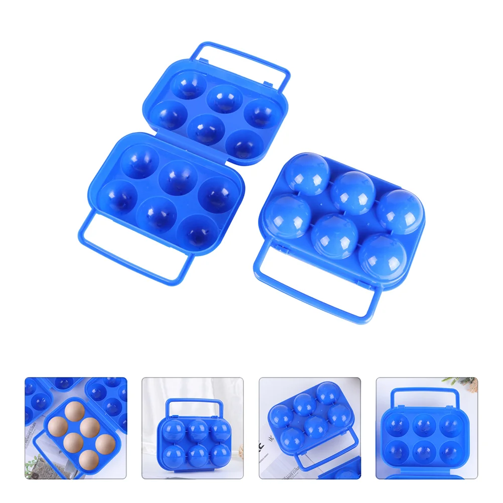 

1 Set 4Pcs Plastic Egg Storage Boxes Portable 6 Grids Egg Holders (Blue)
