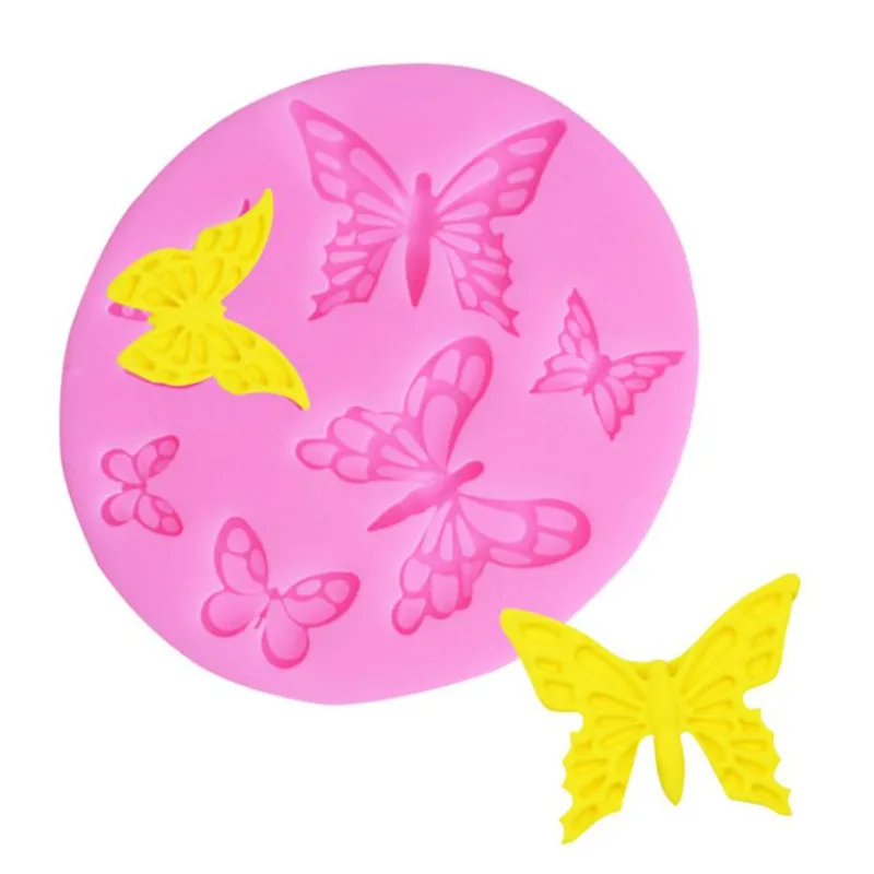 Pink Butterfly Fondant Cake Silicone Mold Biscuits Pastry Mould Ice cube Chocolate Candy Molds Decoration Baking Tools | Дом и сад