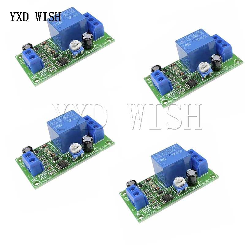 

5 шт., релейный переключатель времени задержки NE555, постоянный ток 12 В, 10-14,5 в, регулируемый релейный модуль с задержкой времени, выключение 1 ~ ...