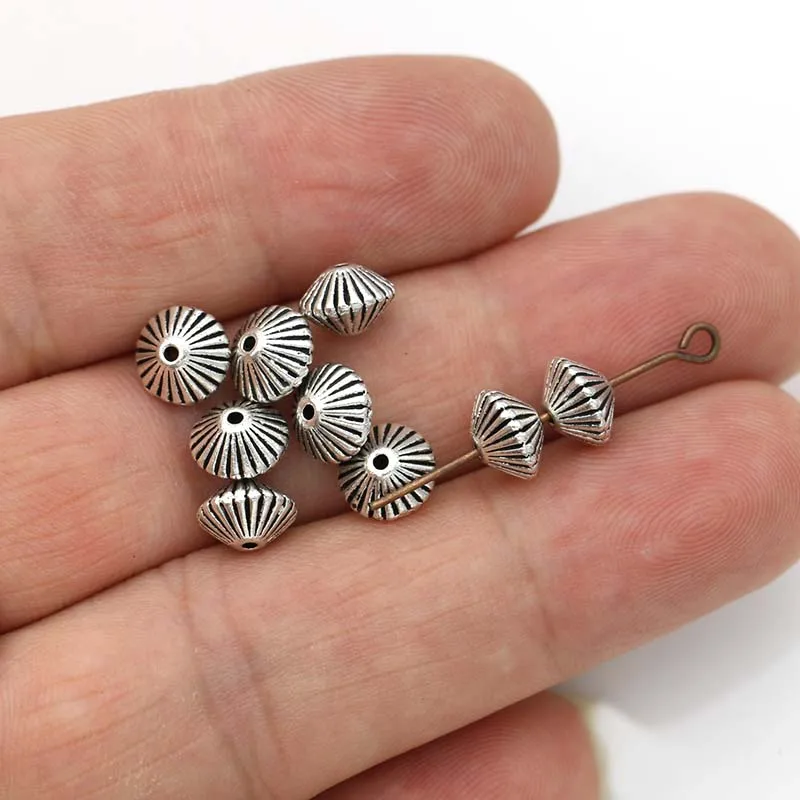 JAKONGO антикварные посеребренные овальные свободные бусины-разделители для