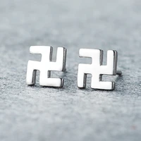 trendy punk women jewelry s925 sterling silver buddha seal stud earrings delicate simple party accessories bulk items wholesale