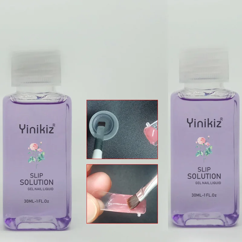 Yinikiz полигель для наращивания ногтей жидкий прозрачный фиолетовый раствор