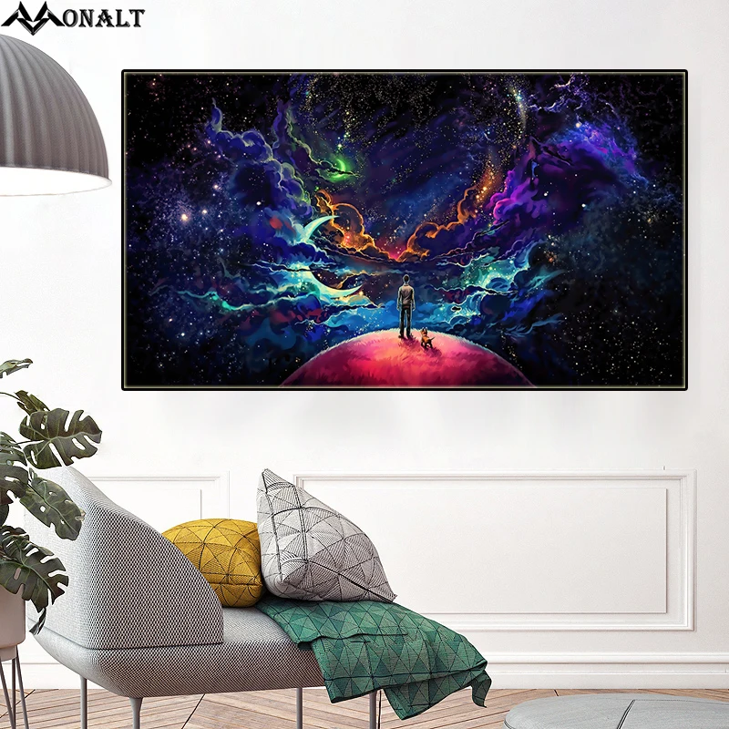 Абстрактная живопись на холсте Постер звездного неба художественный декор для
