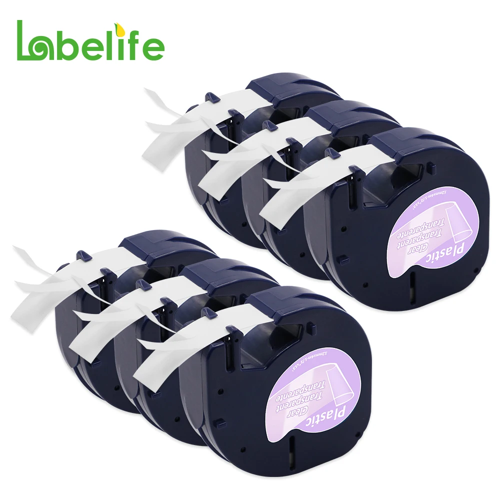 6 упаковок совместимые этикетки для DYMO LetraTag сменные прозрачные LT клейкие ленты