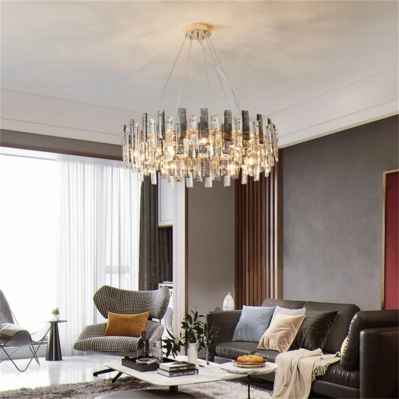 

OUFULA Pendant Lights Postmodern Luxury Round LED Lamp Fixture For Home Decoration Living Room