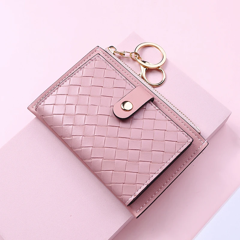 

2021 New Fashion Weave Women Wallet Leather Coin Purse Money Clip Wallet Clutch Card Bag Holder