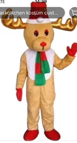 New Adult Hot Sale Deer Mascot Costume Christmas Fancy Dress Halloween Free Ship |