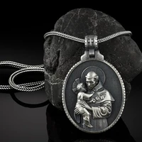 jewelry on the neck christian medal necklace fashion vintage catholic saint anthony mens pendant necklace