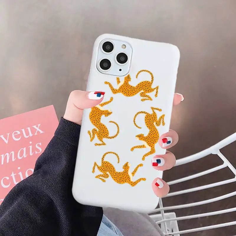 

Cartoon toned animal leopard Phone Case Candy Color for iPhone 6 7 8 11 12 s mini pro X XS XR MAX Plus