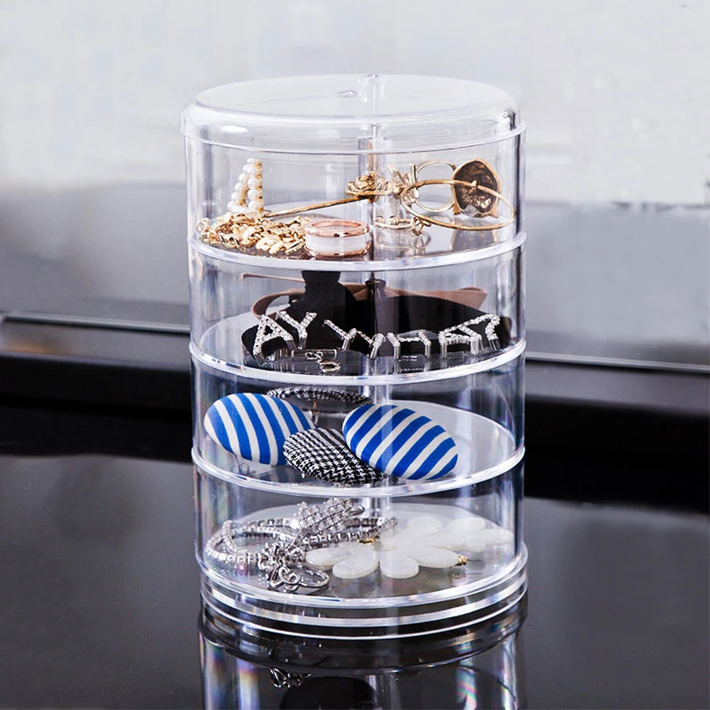 Прозрачная акриловая коробка для хранения косметики с вращением на 360 градусов