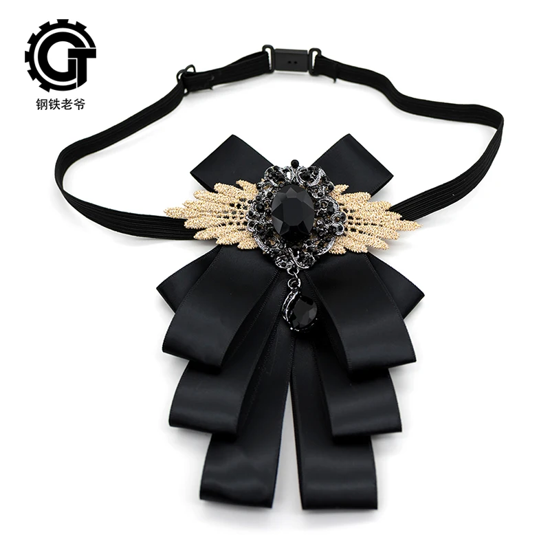Винтажный черный галстук-бабочка для мужчин со стразами Официальный аксессуар