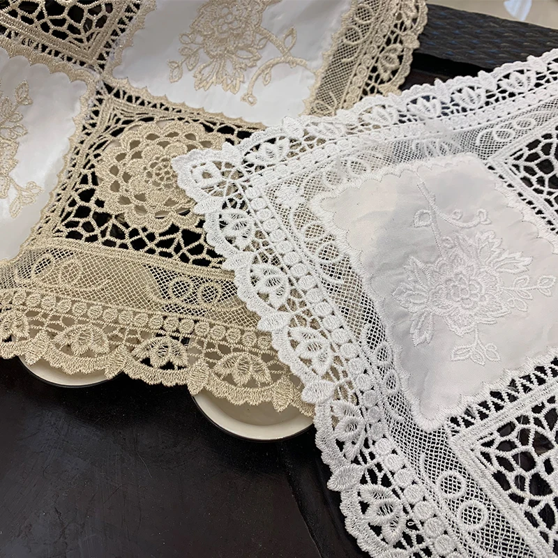 Белая вышитая скатерть для стола подставка под посуду кухни обеденного духовки
