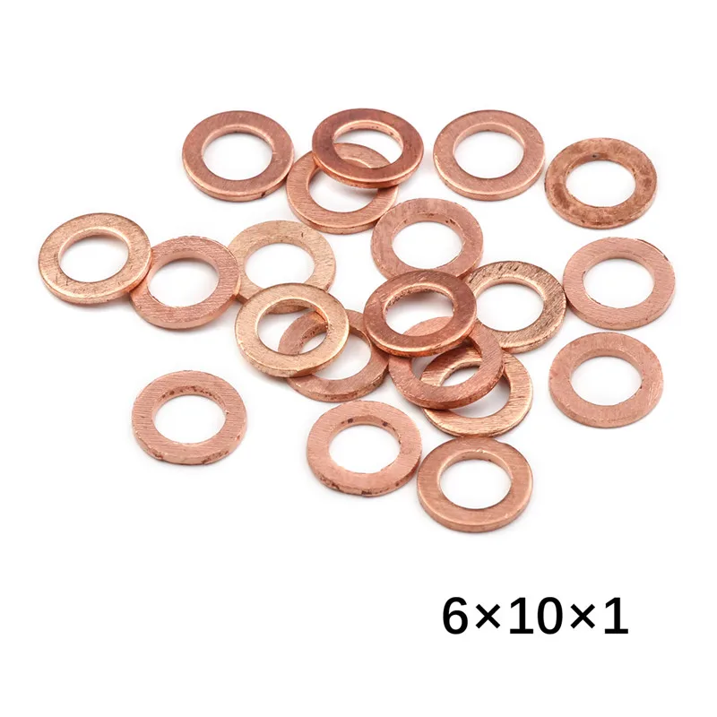 

20/50PCS Solid Copper Washer Flat Ring Gasket Sump Plug Oil Seal Fittings 10*14*1MM Washers Fastener Hardware Accessories