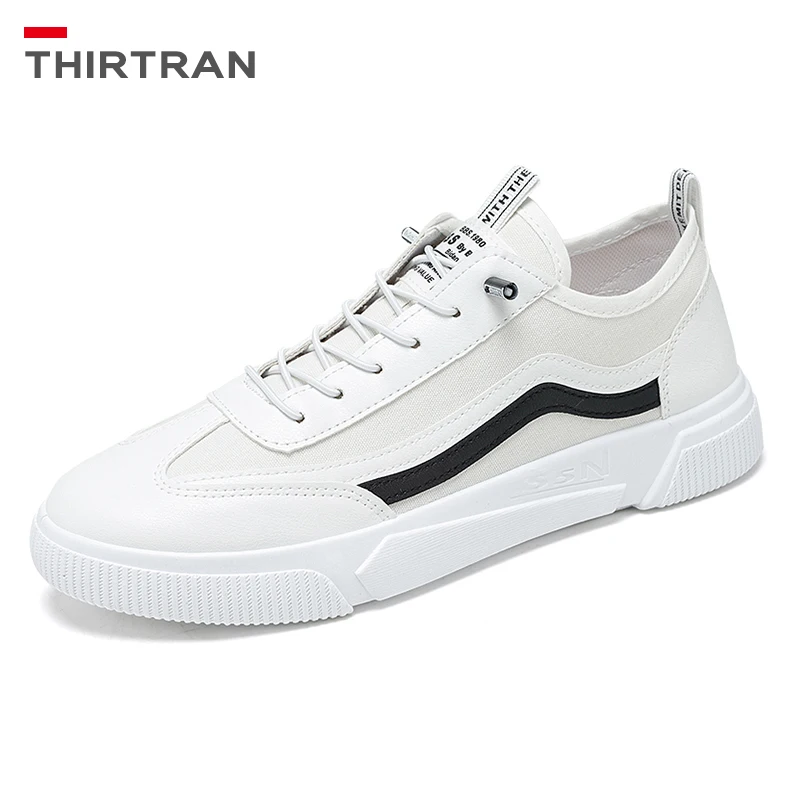 

THIRTRAN Men's White Casual Sneakers 2021 Spring Autumn Vulcanized Shoes Sports Shoes Male Sneakers Men Canvas Leather Shoes