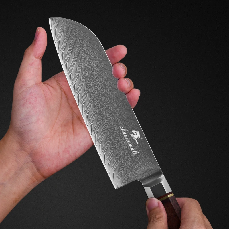 Shuangmali 7 дюймов нож шеф-повара Santoku 67 слой Дамасская сталь японские кухонные ножи