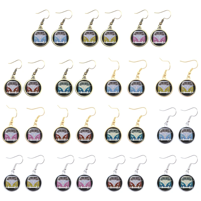 Винтаж синего красного желтого цветов (Hippie Peace фургонов автобусов фото висячие