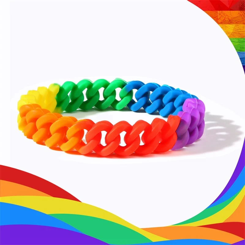 Гордыня ЛГБТ Радуга унисекс силиконовый браслет Гей гордыня ювелирные изделия