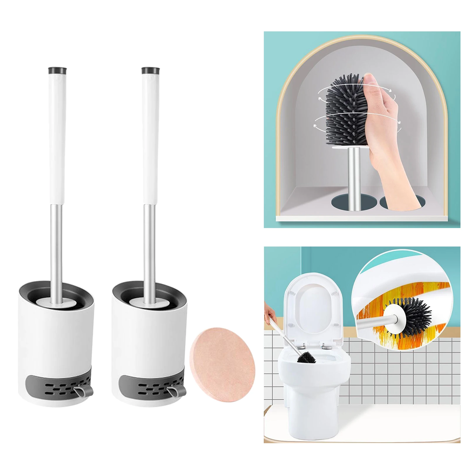 

Toilet Brush with Holder Floor-Standing Wall-Mounted Base not include diatom mud
