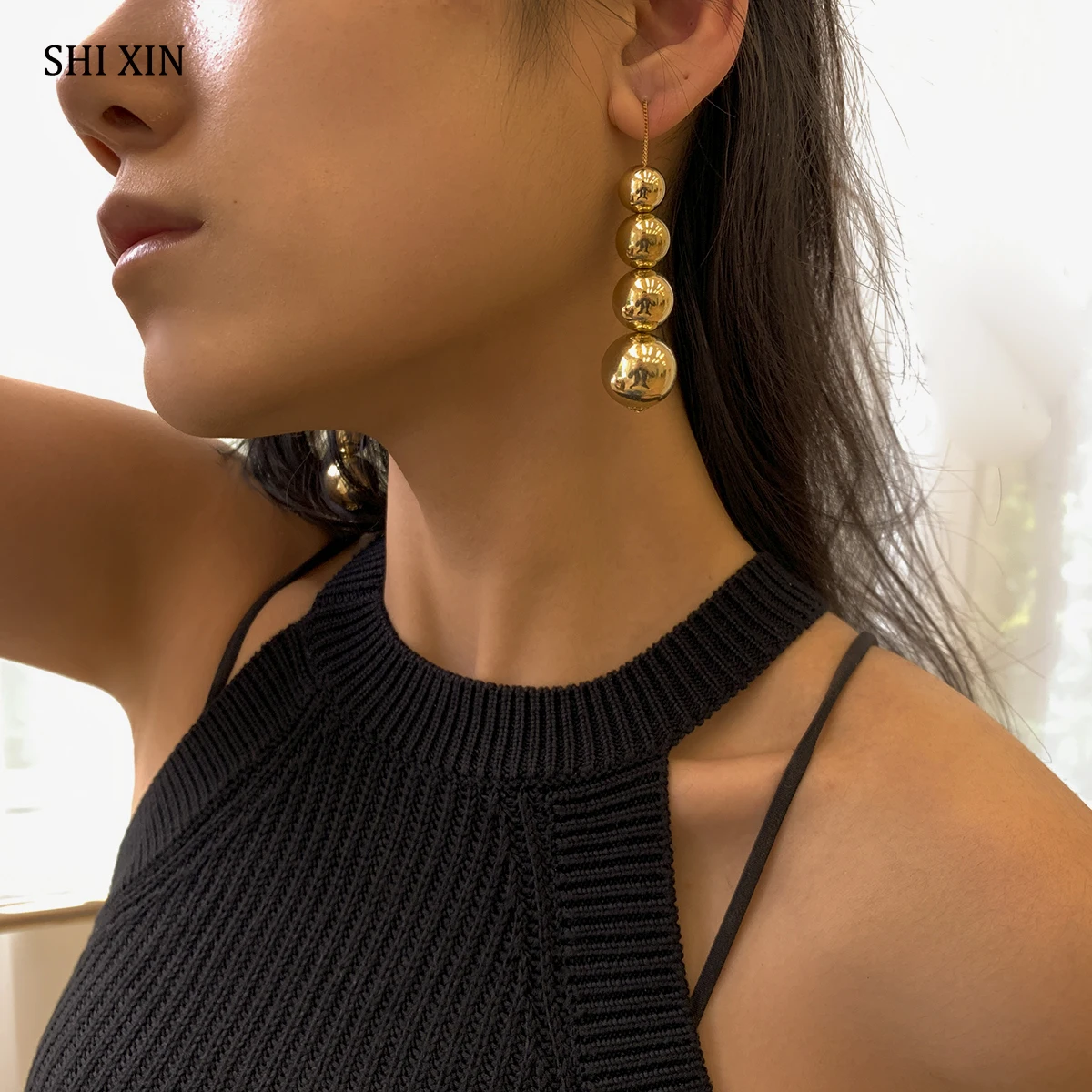 

SHIXIN Goth Pearl/CCB Material Long Earrings for Women Wedding Unusual Earrings Drop Fashion Jewelry Earrings 2021 Trend Gifts