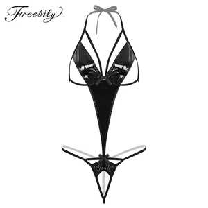 Эротическое нижнее белье для женщин, сексуальное нижнее белье, порно, комбинация, платье, популярный открытый бюстгальтер из лакированной кожи, сексуальное боди с открытой промежностью