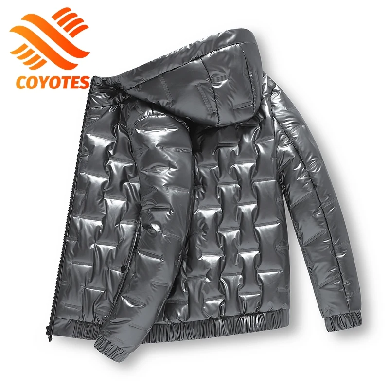 COYOTES 2021 Men Winter Jacket Parkas Mens Casual Wear Padded Warm Coat male PU Leather thicken Coat Man's Windproof Black Coats