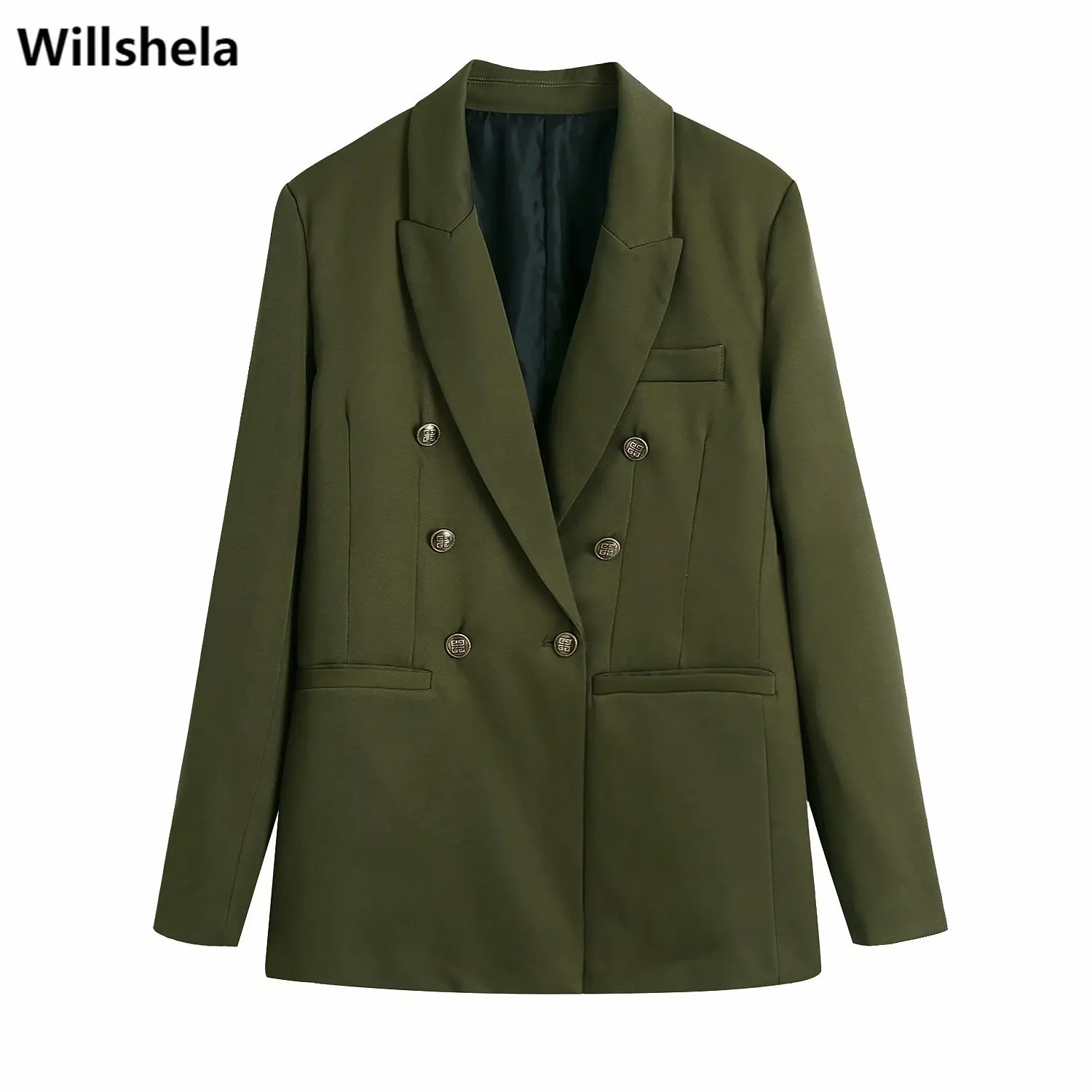 

Willshela Women Fashion Blazer Long Sleeves Double-breasted Casual Chic Office Lady Suit Vintage Woman Blazer Suit veste femme