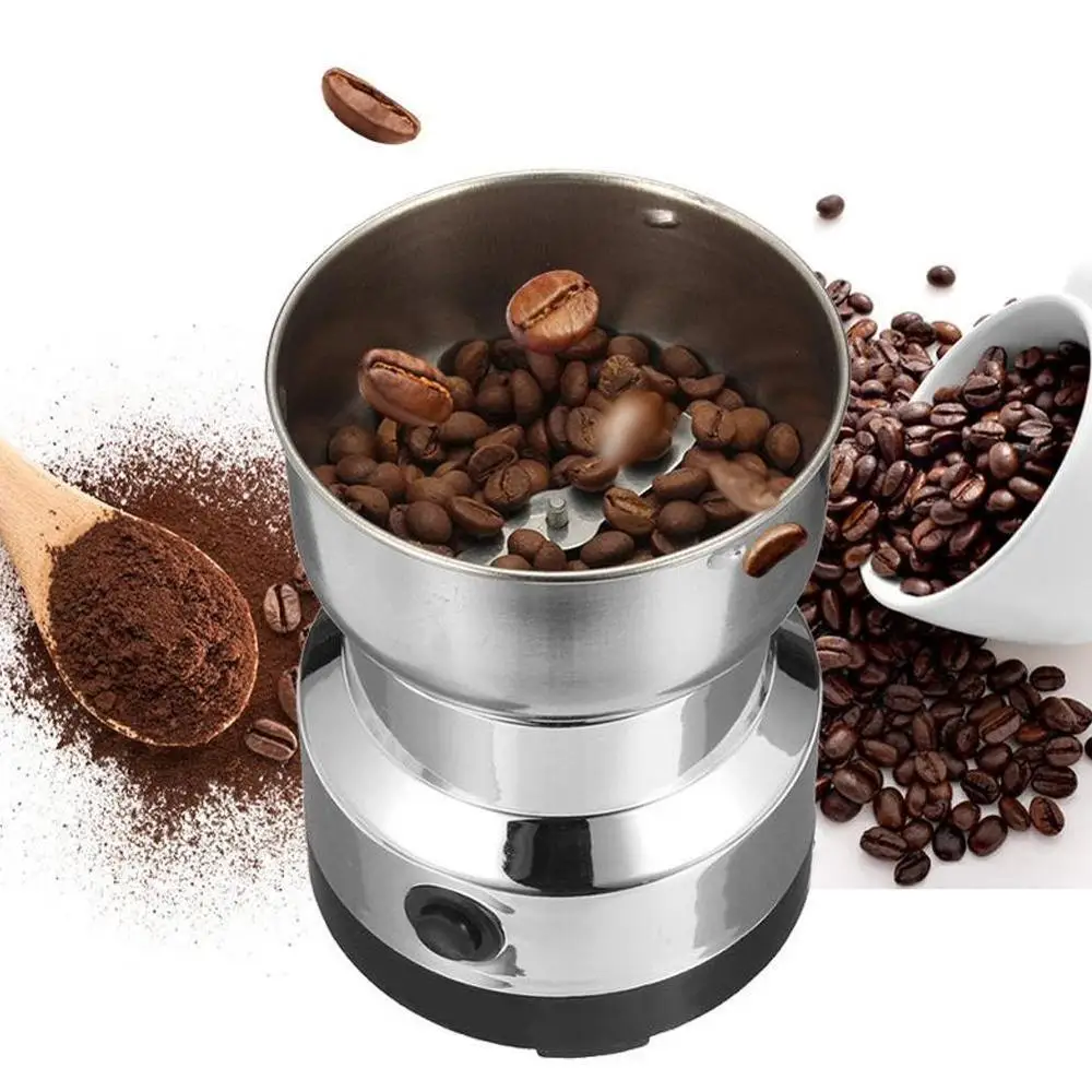 Кофейная мельница 220 В стальная для помола бобов орехов приправ с вилкой