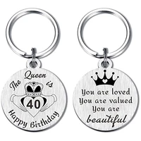 40th 50th 60th 70th 80th birthday gifts for women key chain her double sided engraving keychain from son daughter friend keyring