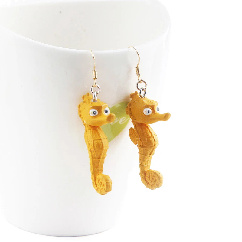 

New resin DIY jewelry accessories simulation animal seahorse mobile phone case earrings bracelet key chain accessories 4pcs