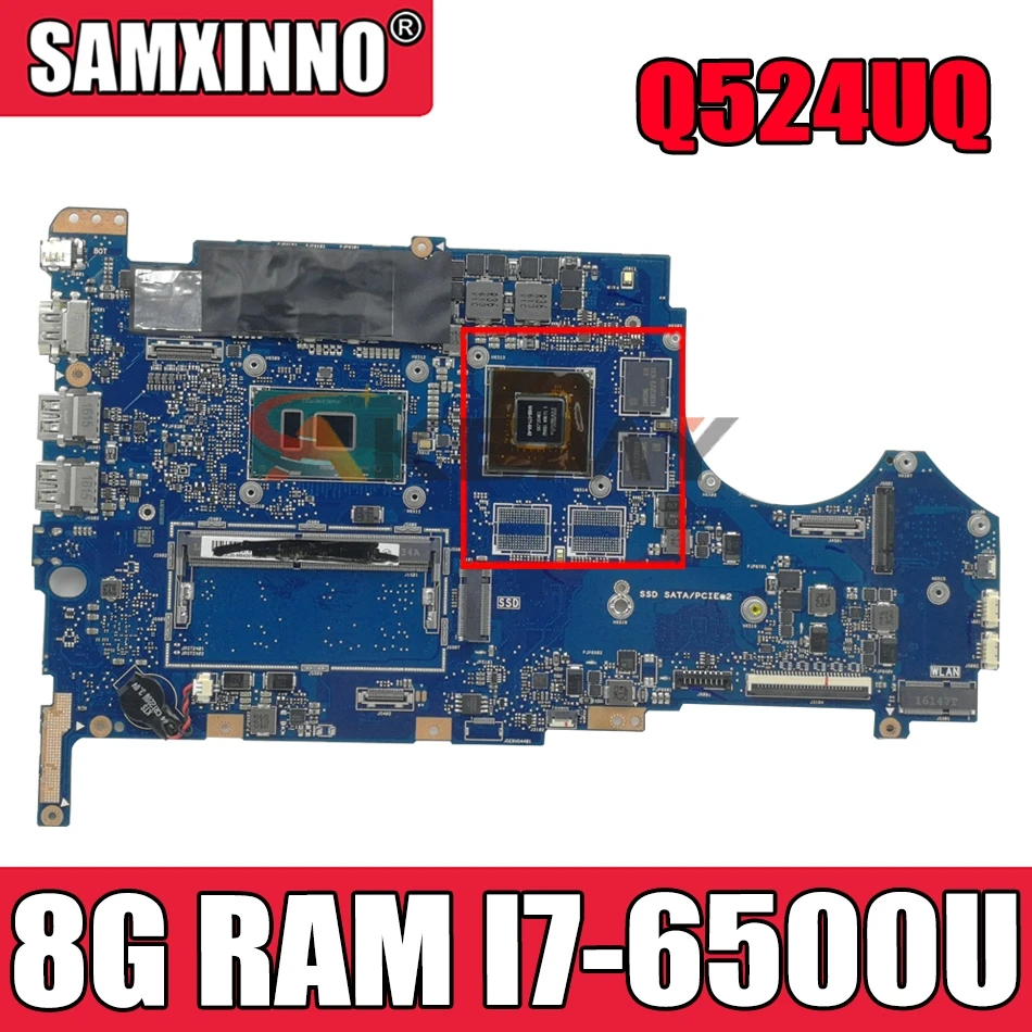 

Akem Q524UQ материнская плата для ноутбука Q524U Q524UQ для For Asus полностью протестирована 8G RAM I7-6500U 2GB видеокарта
