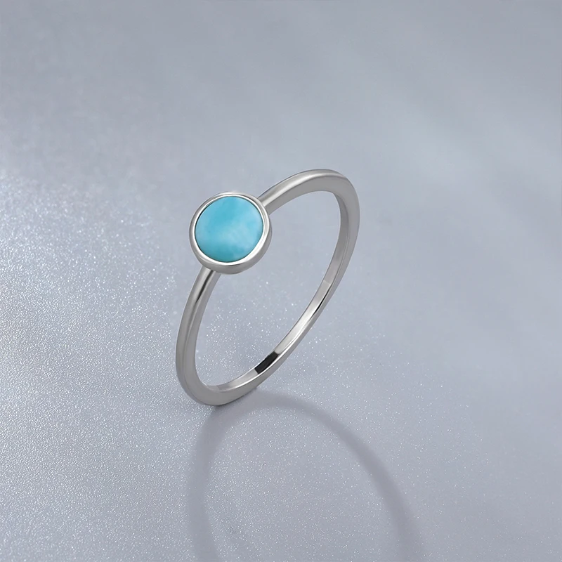 Женское кольцо с ларимаром из стерлингового серебра 925 пробы круглыми