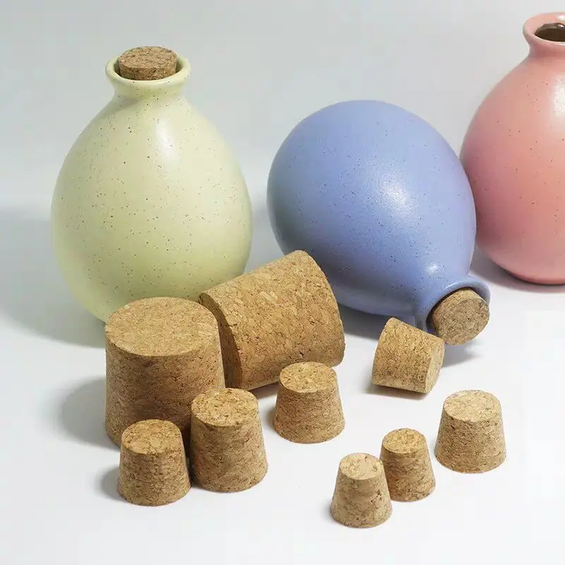 

Conical Glass Bottle Stopper home brew Wine Jar Plug Beer Bottle Oak Cork Pudding Container Wood Lid Cap 8-50mm bottl cap keeper
