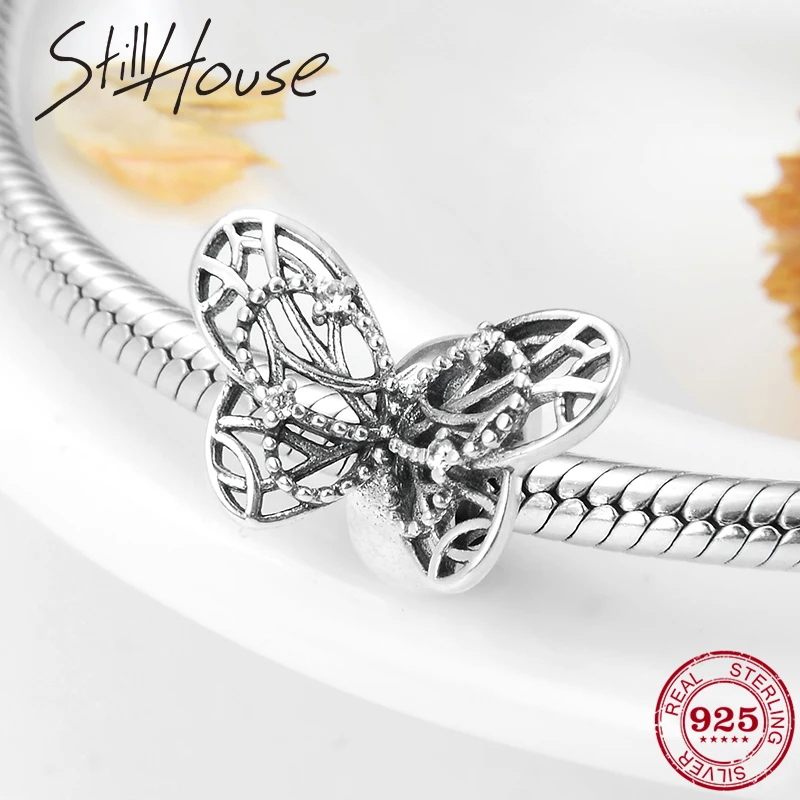 Новинка ажурные бусины-пробки из стерлингового серебра 925 пробы с бабочками