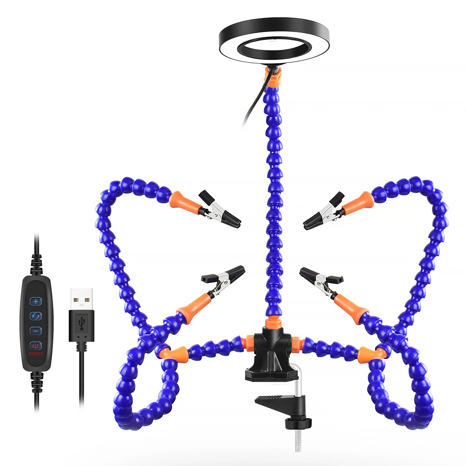 

Настольный зажим для пайки, лупа с подсветкой 3X, «третья рука», USB