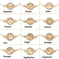 hot trendy 12 zodiac constellation chain bracelet for women vintage gold sliver color crystal anklet bracelet bohemian jewelry