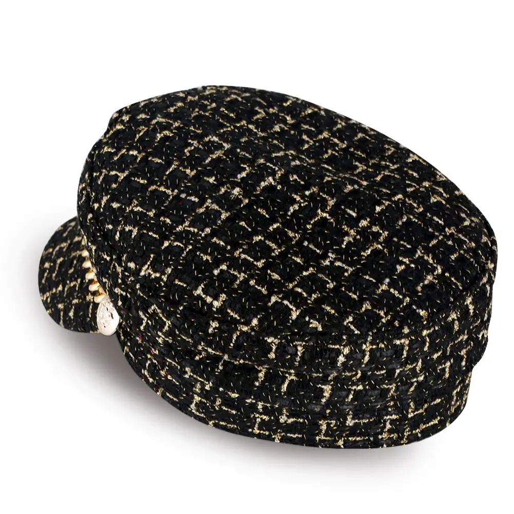 Fashion Vintage Women Autumn Winter Octagonal Cap Chain Navy Hat Outdoor Flat Top Fitted 3 Colors Casual Female Berets | Аксессуары для