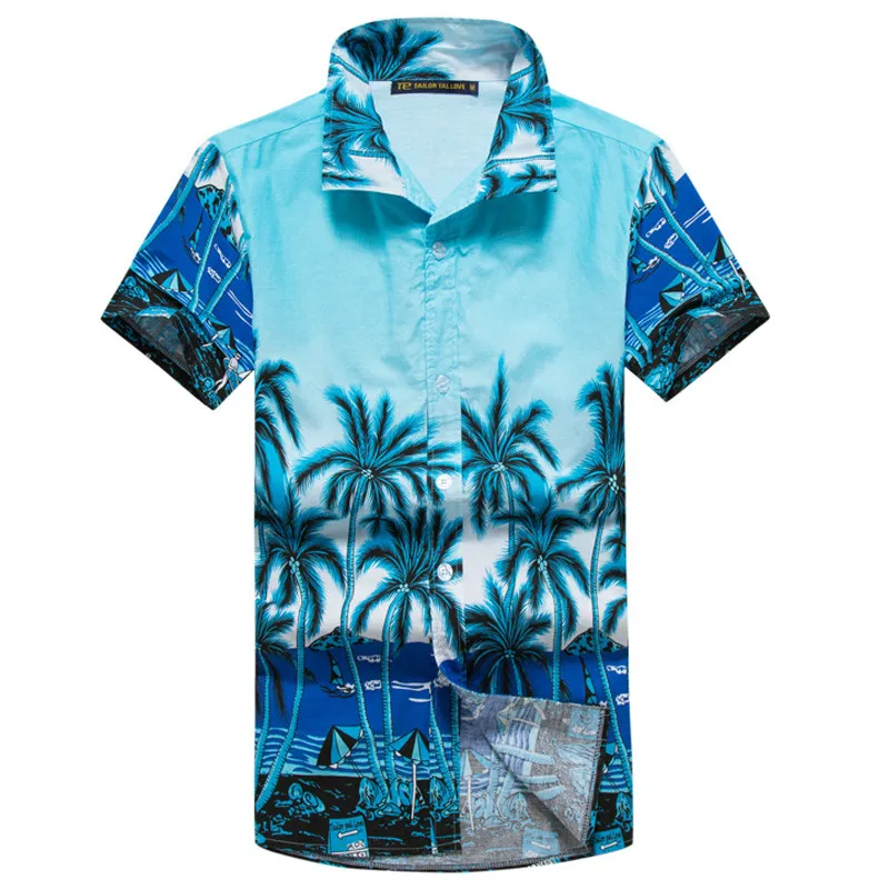 Новинка 2020 мужские Гавайские рубашки с коротким рукавом тропической ладонью