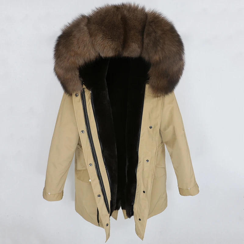 Женская парка на натуральном меху водонепроницаемая теплая длинная куртка с