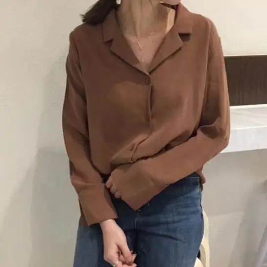 Туника 2019 женские осенние винтажные офисные блузки с длинным рукавом тонкие