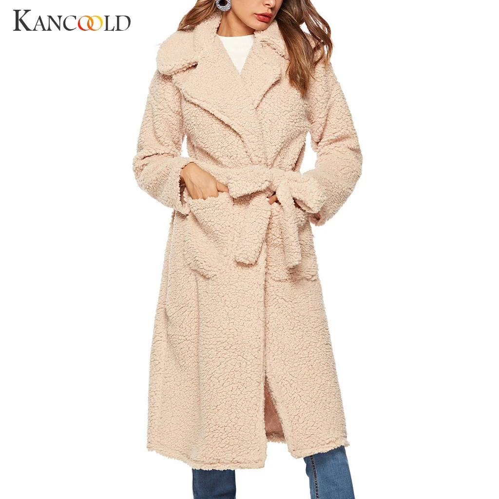 KANCOOLD пальто, зимняя женская теплая куртка на молнии из искусственной кожи, верхняя одежда с поясом, модные новые пальто и куртки для женщин 2019AUG30
