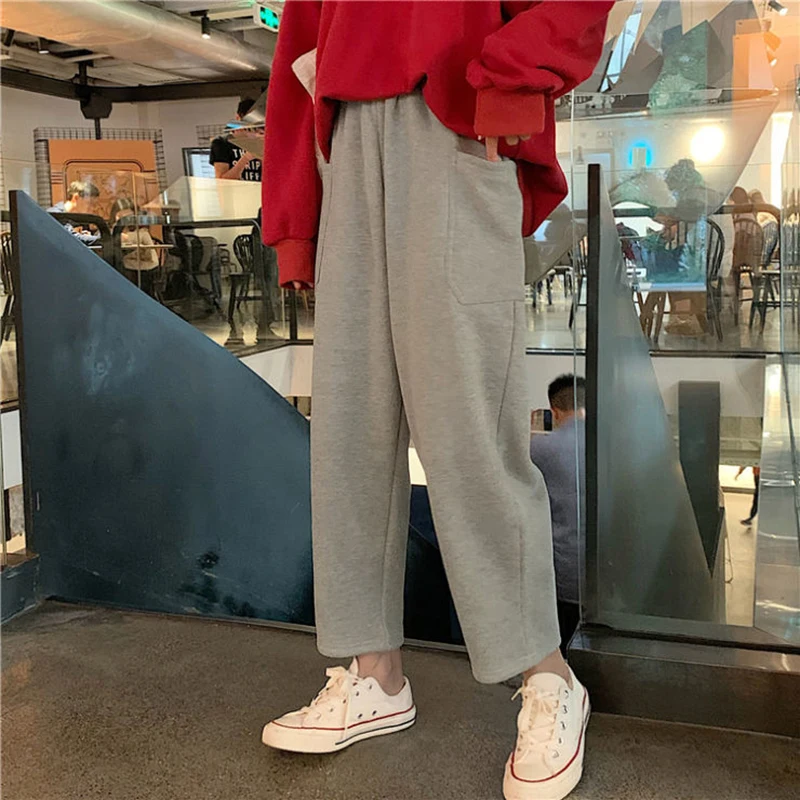 

Autumn and winter retro plus velvet thickening lazy style nine-point harem pants elastic high waist thin pants female students
