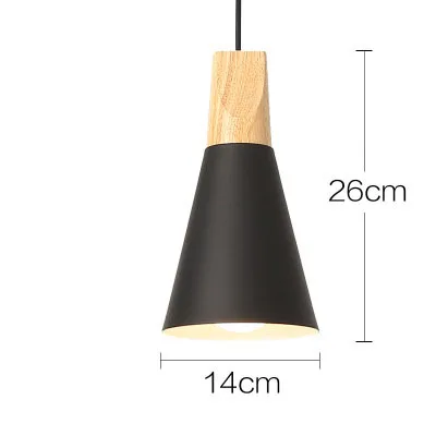 14cm Black Современный светодиодный подвесной светильник в скандинавском стиле из дерева, для кафе, ресторана, спальни, кухни, разноцветное украшение для дома, алюминиевый светильник - Цвет корпуса: 14cm Black