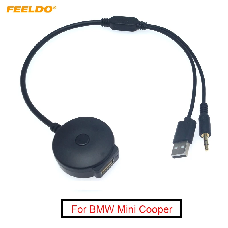 

FEELDO 1 шт. автомобильный беспроводной Bluetooth модуль приемник AUX 3,5 мм разъем и USB музыкальный адаптер AUX кабель для BMW Mini Cooper комплект # AM6260