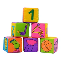 6pcs rattle gifts cotton blend with sound educational toy for baby building blocks newborn numbers cube stuffed mobile