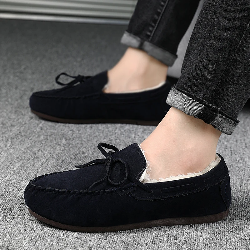 

Men Casual Loafers Keep Warm Fur Inside Shoes Winter Warm Flat Shoes Casual Male Business Formal Cotton Fashion Shoes