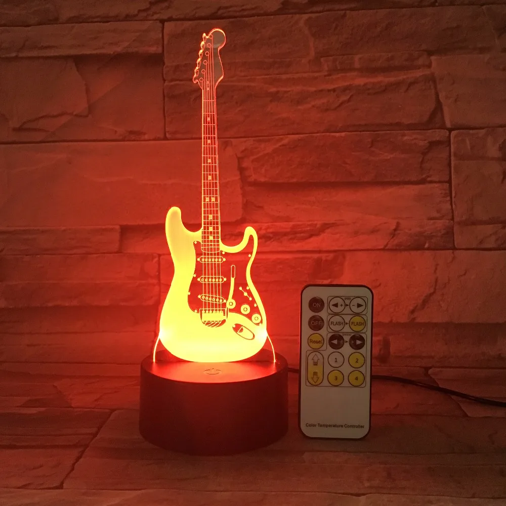 

Remote Guitar Night Light 3D LED Lamp 7 Color Change Led USB Touch Control Switch Indoor Atmosphere Lamp Kids' Toys Drop Ship